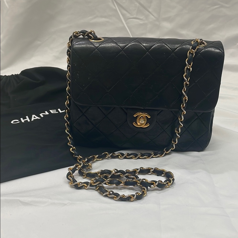 Chanel Vintage Square Classic Flap Bag Quilted Lambskin Small